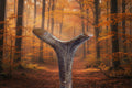 Hardwood Capped Antler Mounted On A Hazel Shaft, Thumb Stick.