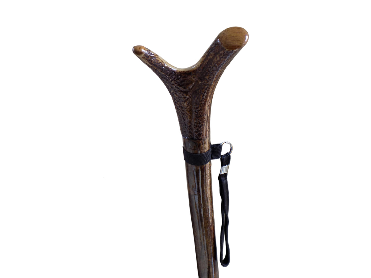 Hardwood Capped Antler Mounted On A Hazel Shaft, Thumb Stick.