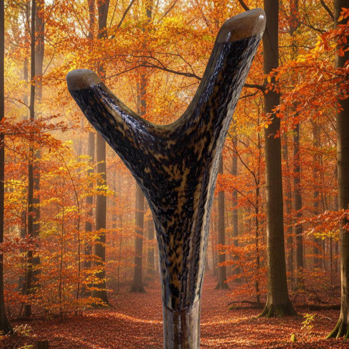 Hardwood Capped Antler Mounted On A Hazel Shaft, Thumb Stick.