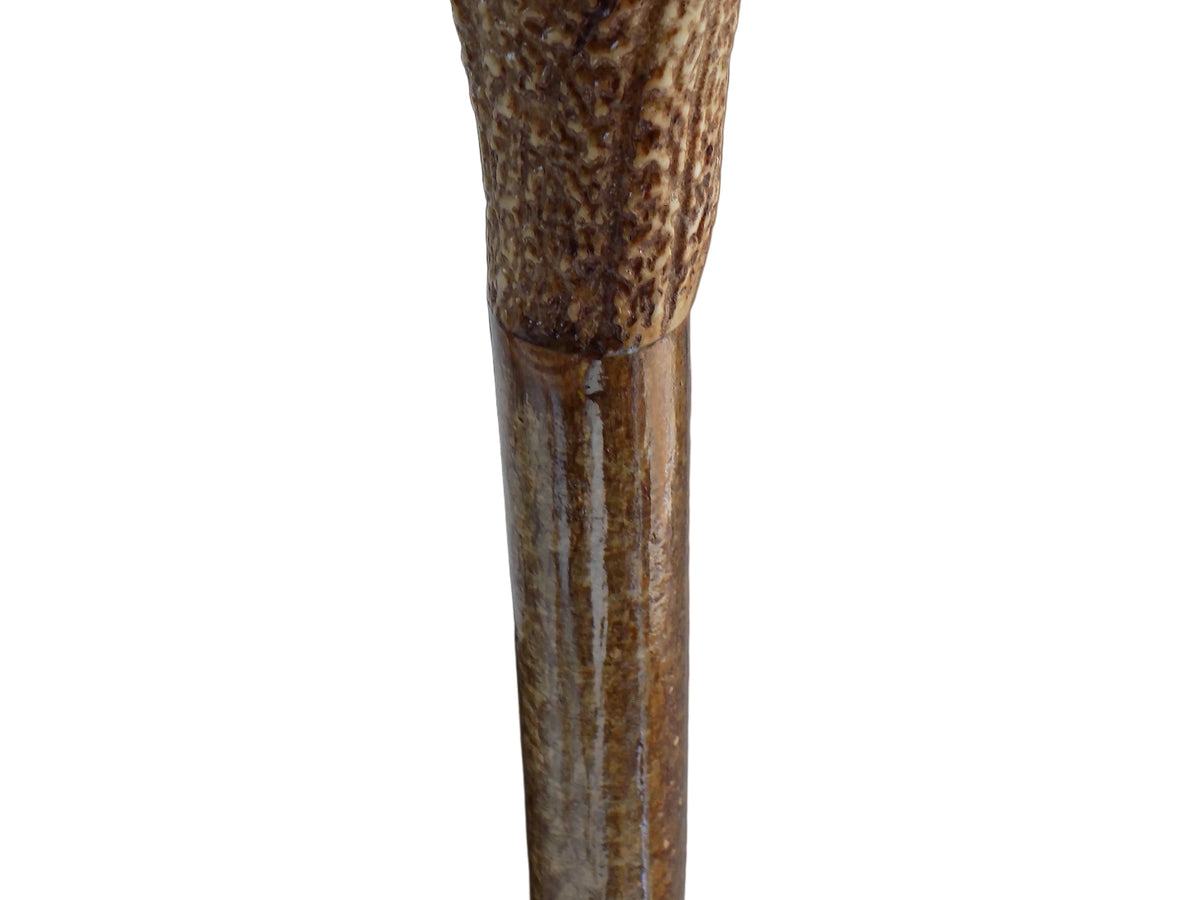 Two Pointed Antler Mounted On A Hazel Shaft, Thumb Stick.