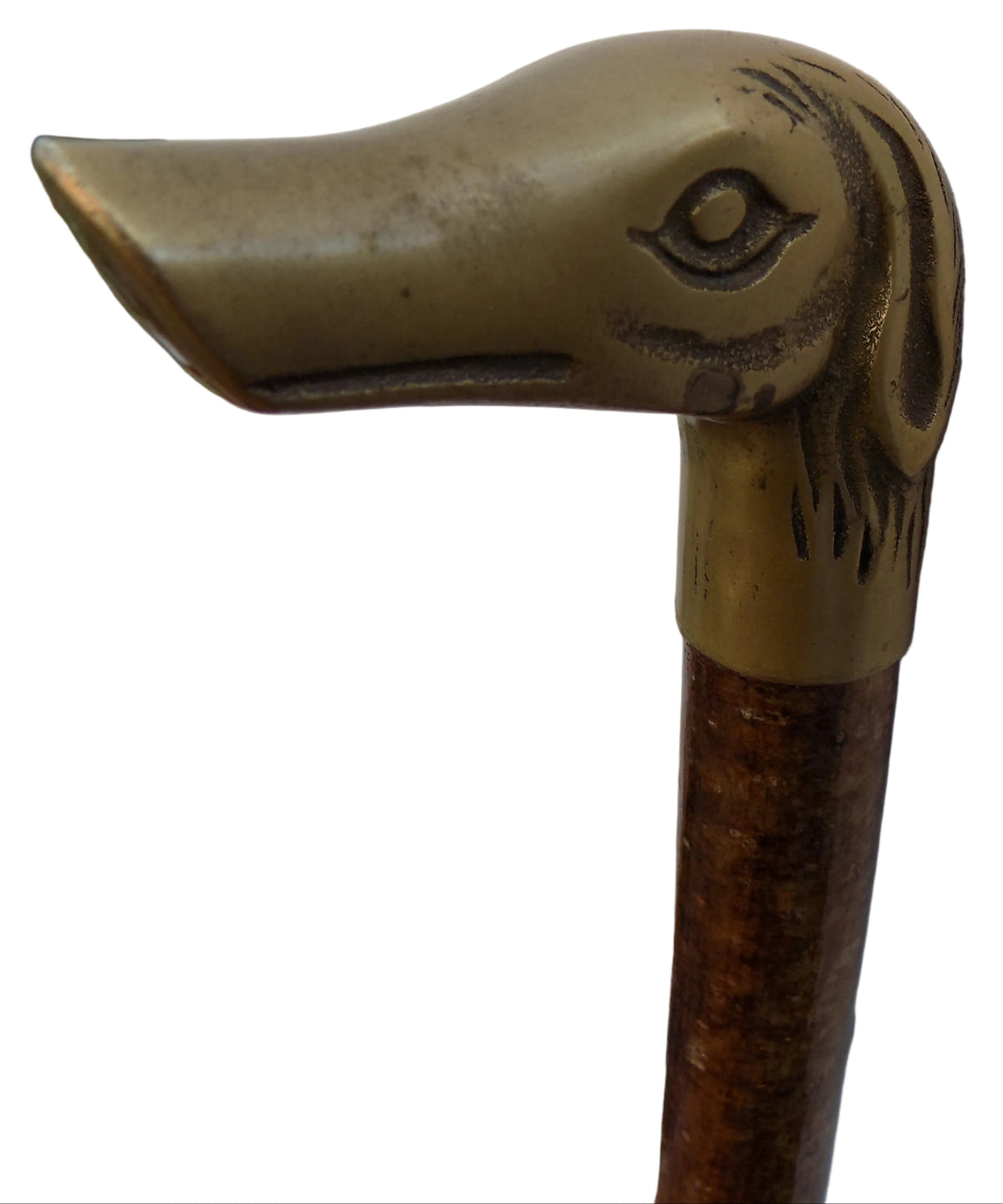 Brass Lurcher Head Mounted On A Hazel Shaft, Walking Stick.